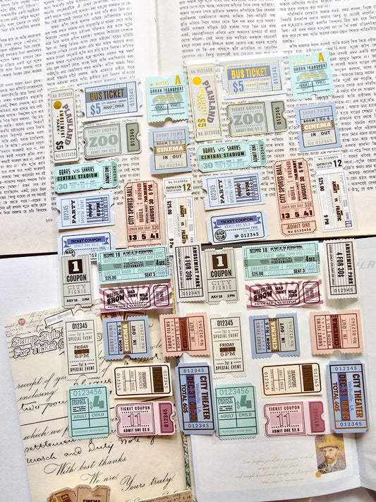 XM-TZ2938 | Stamp-Style Stickers For Ticket Collections | 4pcs | 18.6×12mm