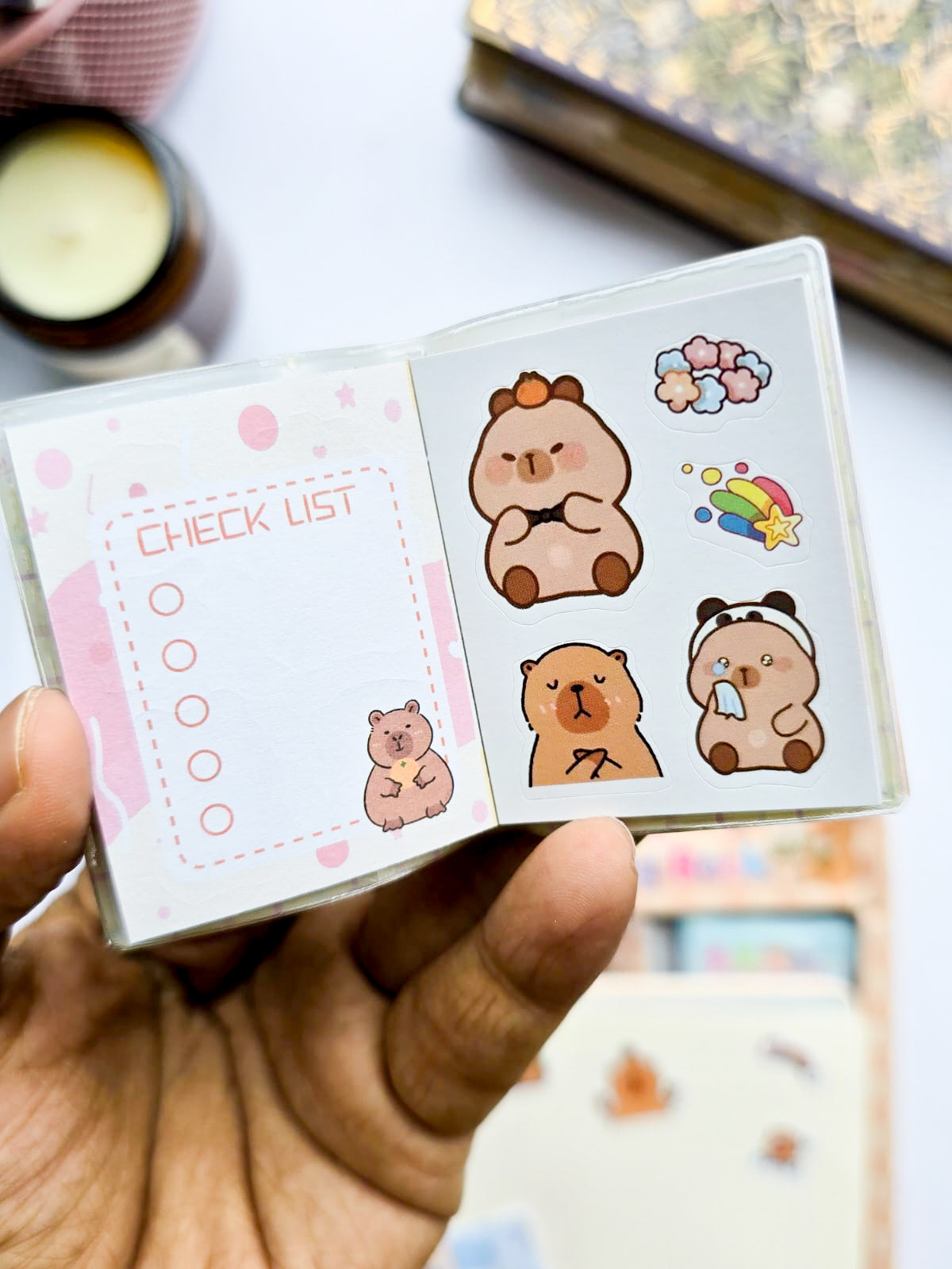XM-B2 | Mini Sharing Book | Capybara-Themed Pocket Mini Note Book | Random 1pcs |6×4.5mm