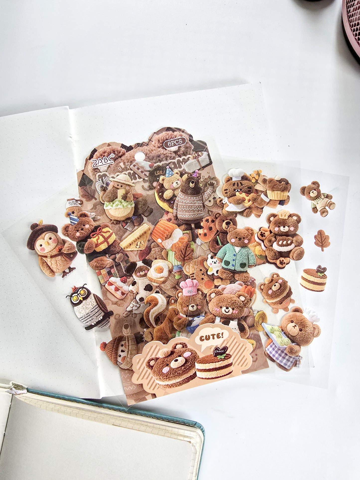 RRMY-401 | Brown Dreams Bears, Owls, And Squirrels Themed Around Food And Daily Activities Pet  Sticker 6Pcs |
