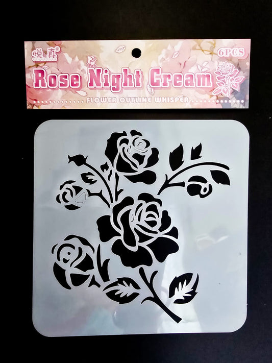 #2 HKDY-4-04 | Rose Night Cream Stencil | Flower Outline Whisper Stencil |