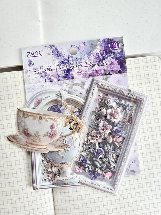 LYSH-602 | Washi Tape Paper| Die Card| Sticker | Vintage Style| 10Pcs | 80*90mm
