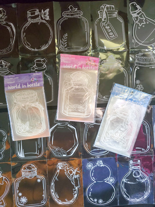 CY-SS |G-5|  Transparent Jar Sticker | Sticker Bookmark | 16 PCS |