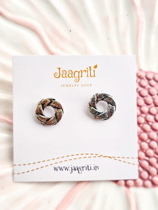Oxidized Silver -Tone Stud Earrings