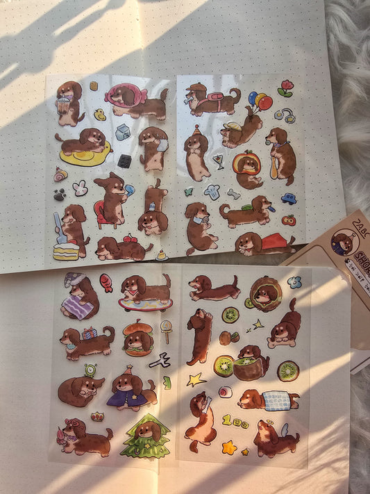 JYMQ-6-06 ||R9| Short Legs Sausage | PET | Transparent Sticker| 4 Sheets |