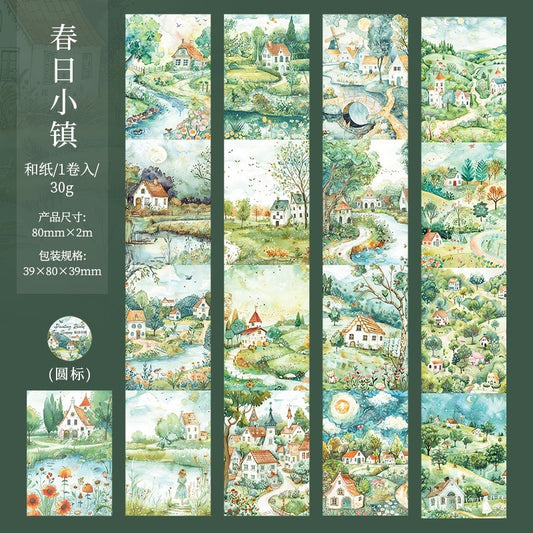 MHD- SJHJ003 Painting Seasons Green | Paper Sticker Roll 80mm x 2m