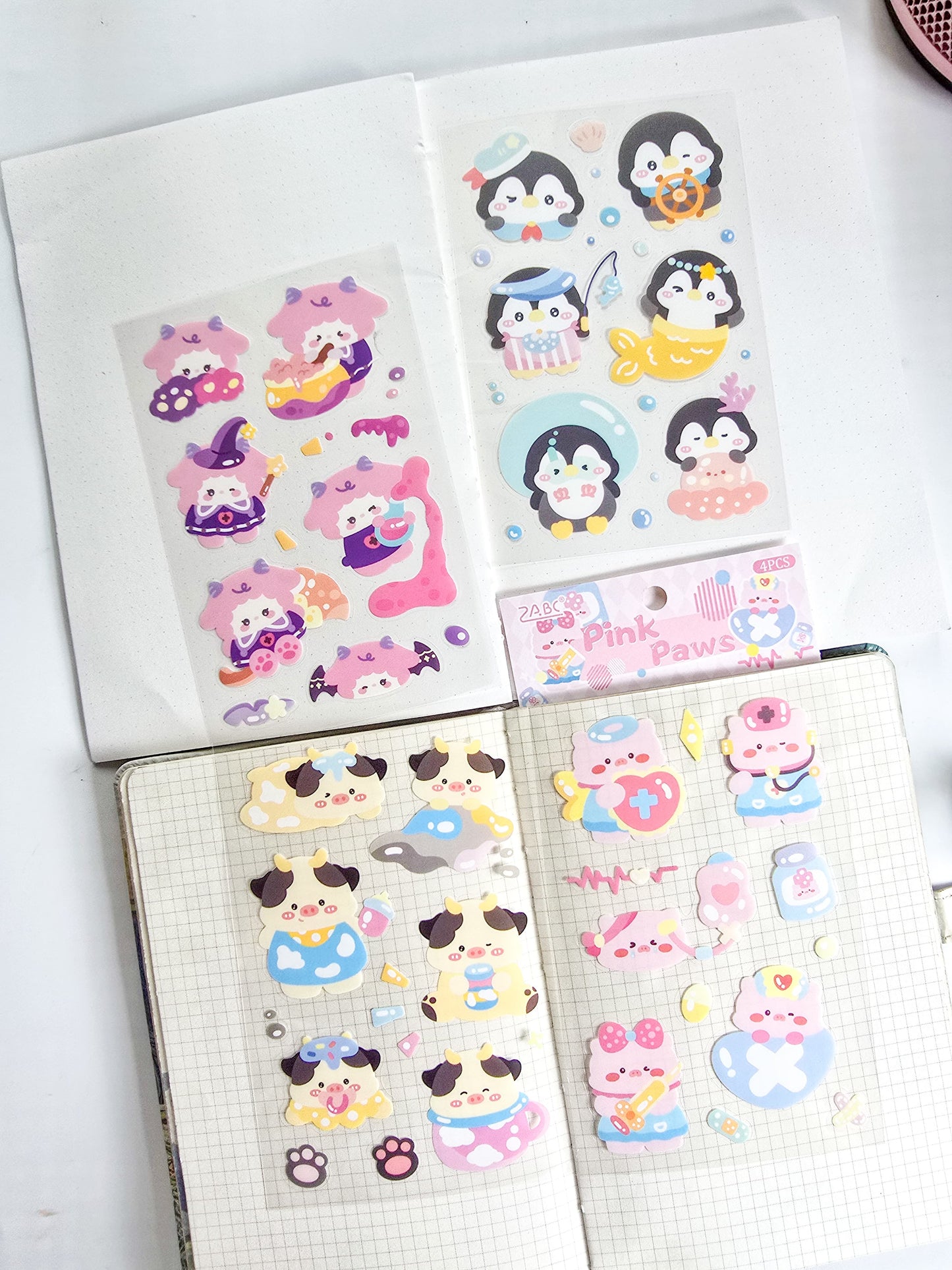 TMTY-604 | PET | Cute Sticker|Kawaii |Pink Paws| 4 Pcs Sticker | 150*100mm