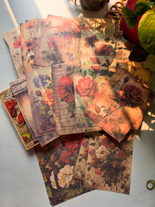 JLMB602 - material paper banana Lin Mobo series retro floral theme diy sticky material 30 sheets into