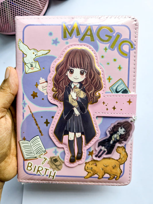 MG26610 | Harry Potter Inspired Lock Diary Featuring a Cartoon Hermione Granger Design