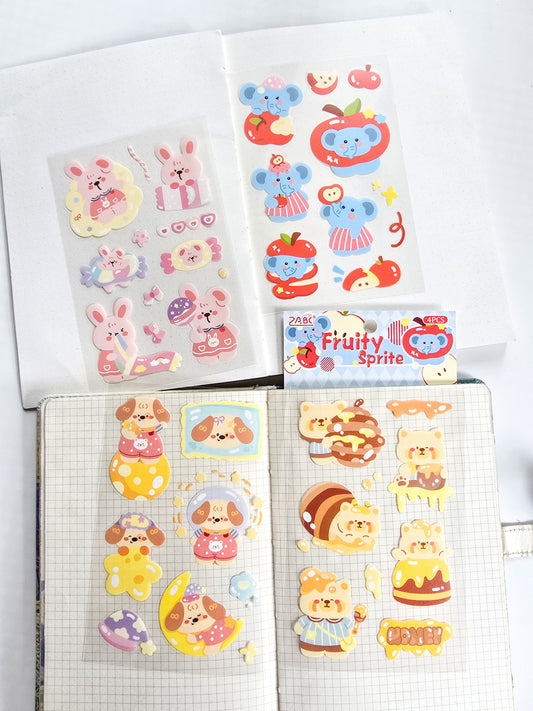 TMTY-601 | PET | Cute Sticker|Kawaii |Fruity Sprite| 4 Pcs Sticker | 150*100mm