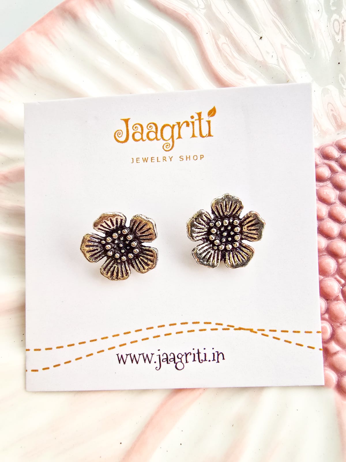 Oxidized Silver -Tone Stud Earrings