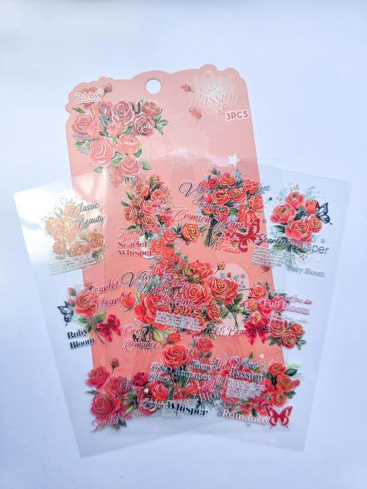 MGMD-402 | Velvet Passion flower | PET | Asthetic Sticker sheet |150*100mm