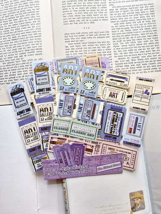 XM-TZ2938 | Stamp-Style Stickers For Ticket Collections | 4pcs | 18.6×12mm