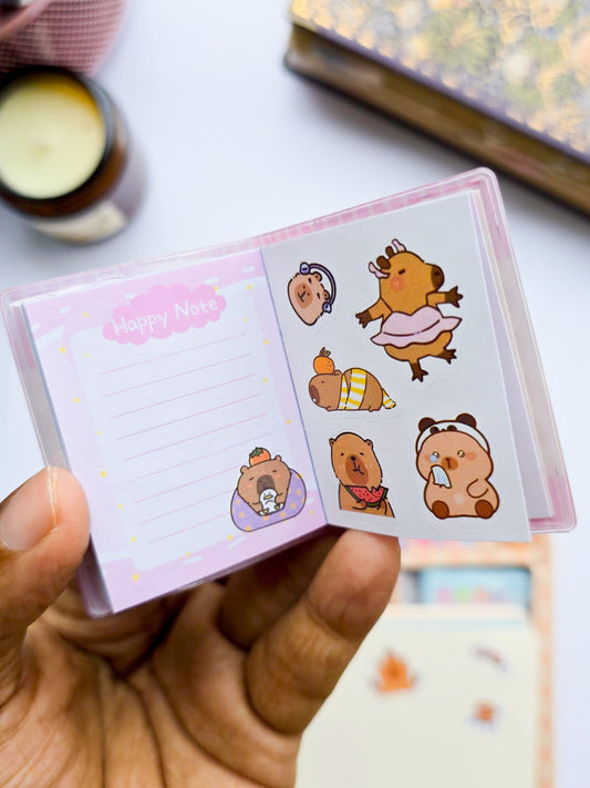 XM-B2 | Mini Sharing Book | Capybara-Themed Pocket Mini Note Book | Random 1pcs |6×4.5mm