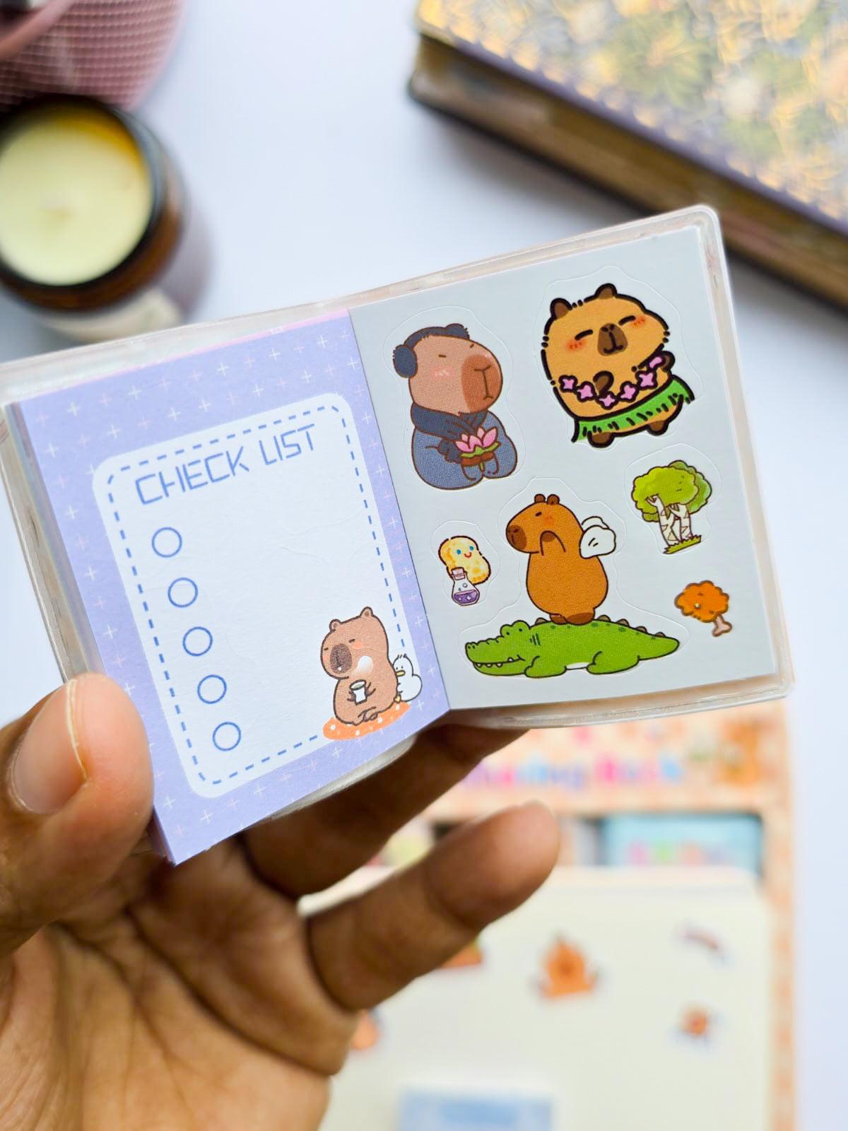 XM-B2 | Mini Sharing Book | Capybara-Themed Pocket Mini Note Book | Random 1pcs |6×4.5mm