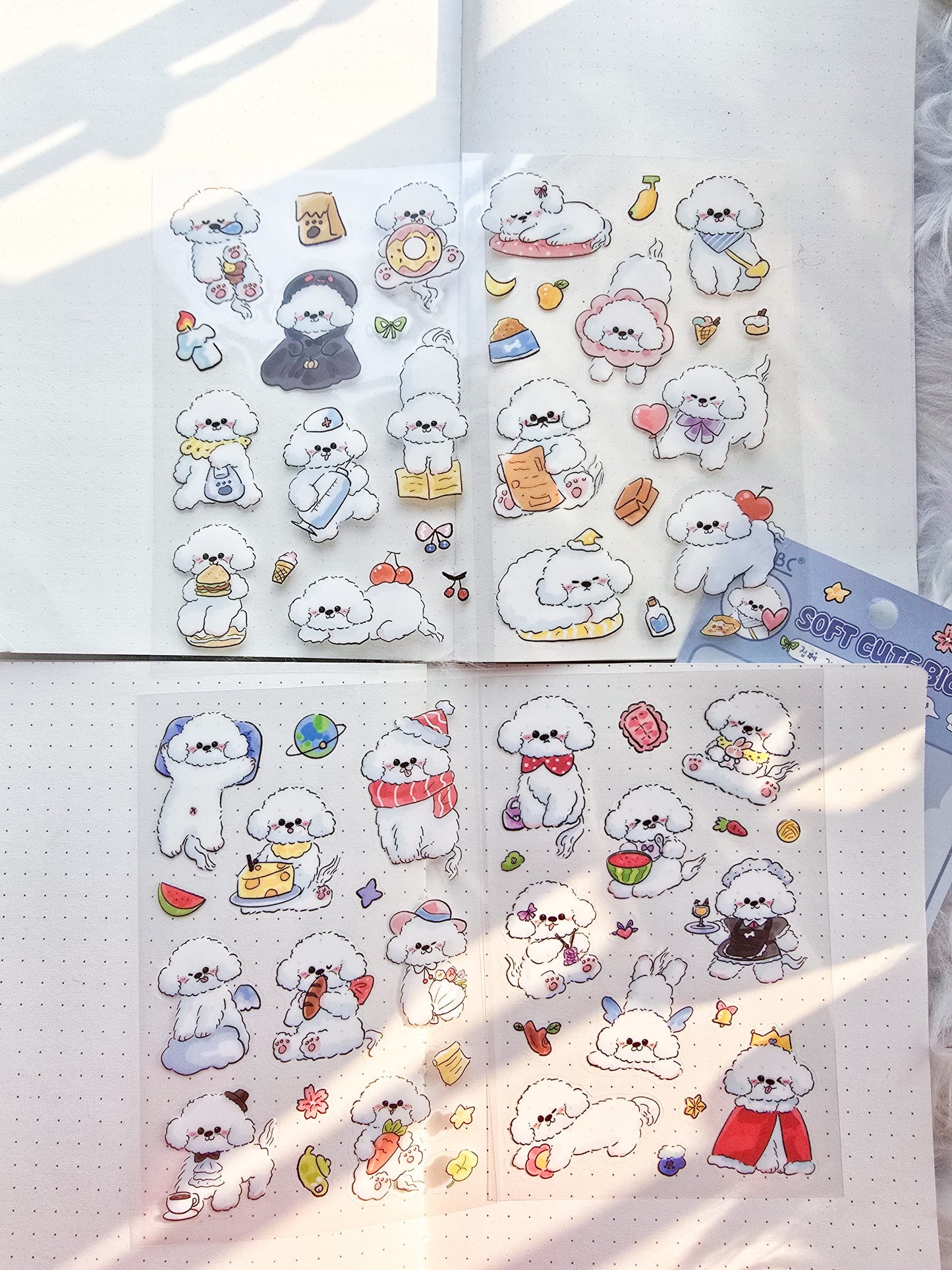 JYMQ-6-01  | G9| Soft Cute Bichon | PET | Transparent Sticker| 4 Sheets |