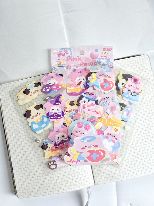 TMTY-604 | PET | Cute Sticker|Kawaii |Pink Paws| 4 Pcs Sticker | 150*100mm