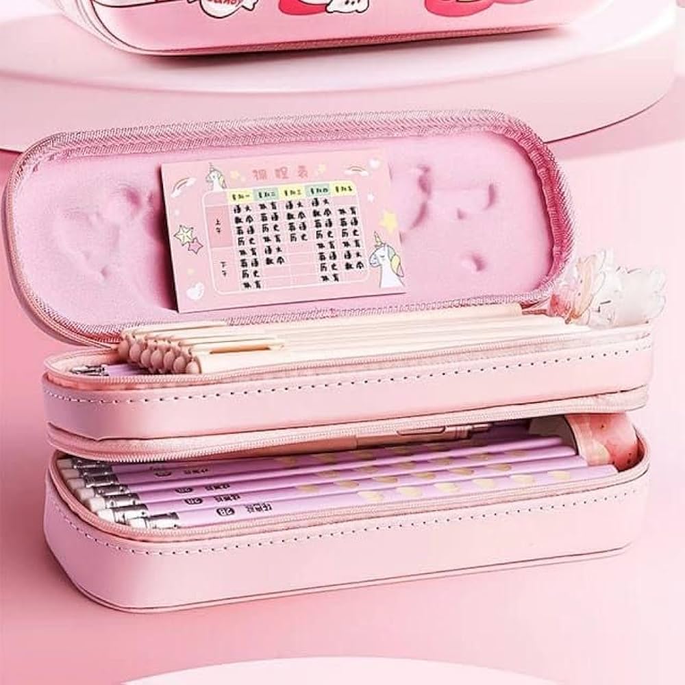 KBX-1062A| Double Layer Space Pencil Case,3D Cover  Pencil Zipper Pouch Bag,Compass School Kids Stylish Pen Holder Stationery Box |