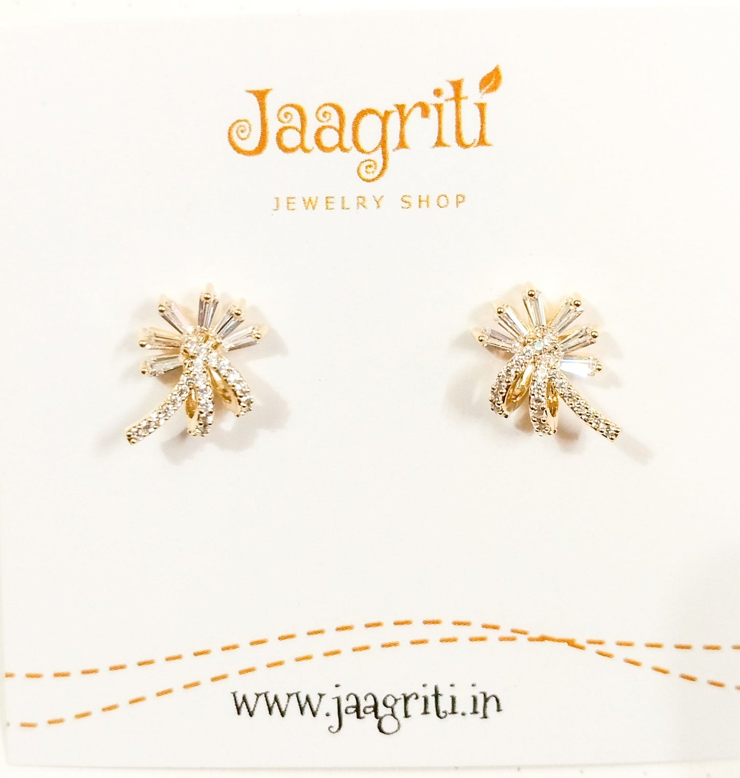 Anti Tarnish Diamond Earring Yellow Gold