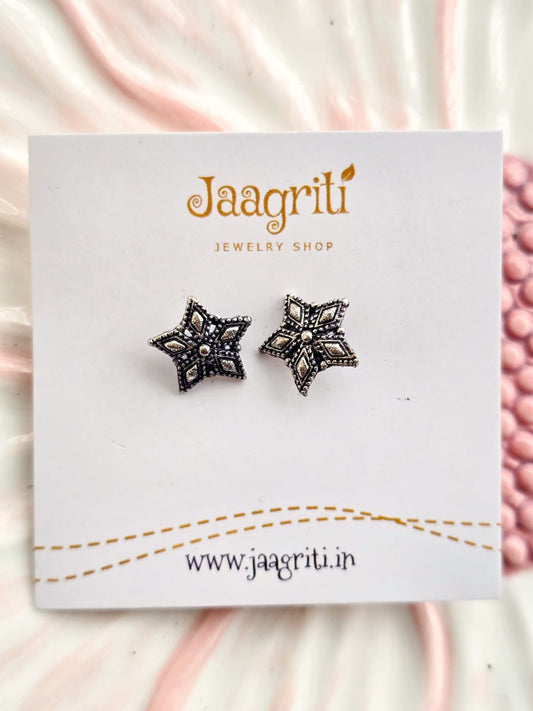 Oxidized Silver -Tone Stud Earrings