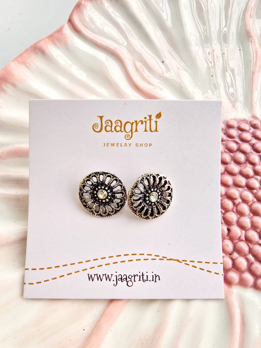 Oxidized Silver -Tone Stud Earrings