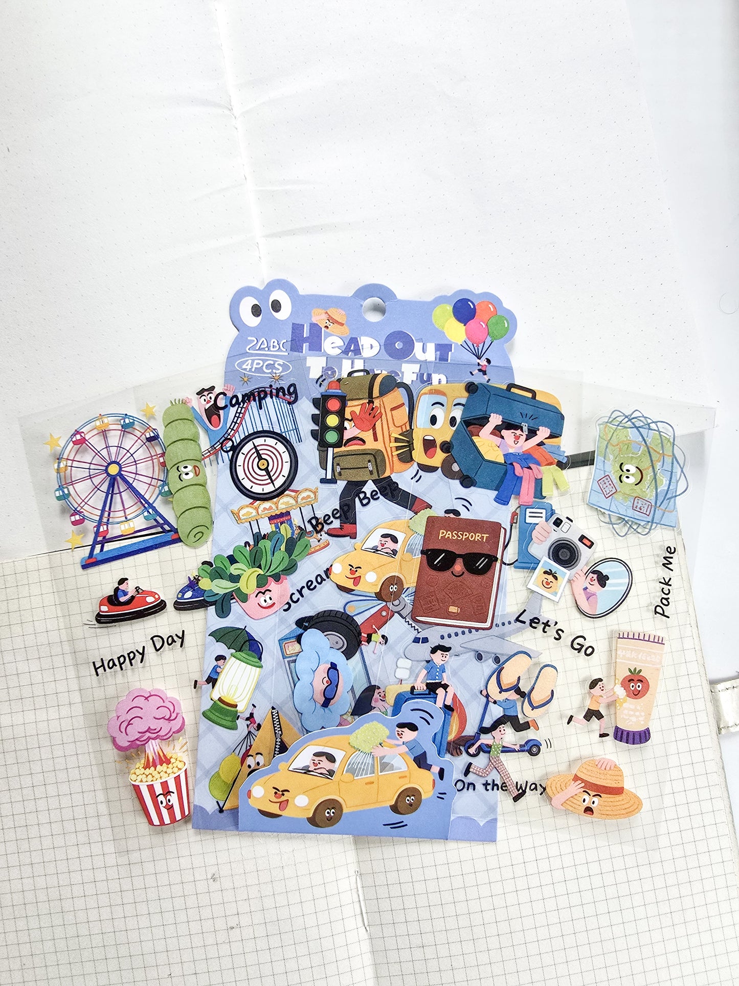 RCGQT-605 | Cartoon Pattern PET Sticker Head Out To Have Fun | 100*150mm