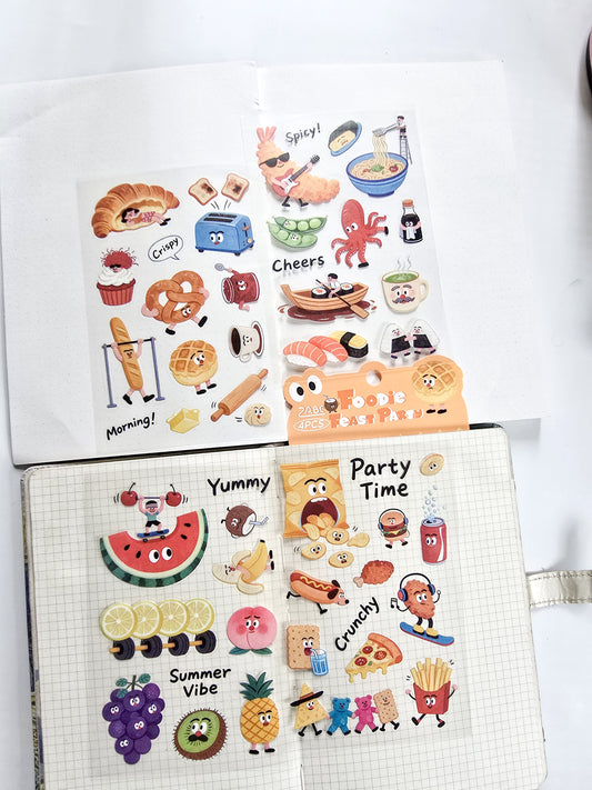 RCGQT-601 | Cartoon Pattern PET Sticker Foodie Feast Party | 100*150mm