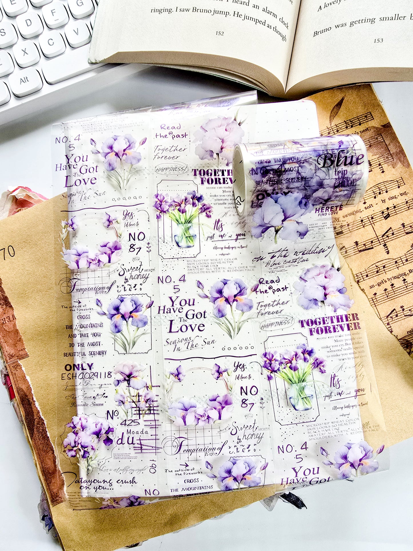 CNHD-201 |South of the city flower chap |  Flower Untic Beauty PET Sticker Roll 1 pcs | 60nm*2m/380mm