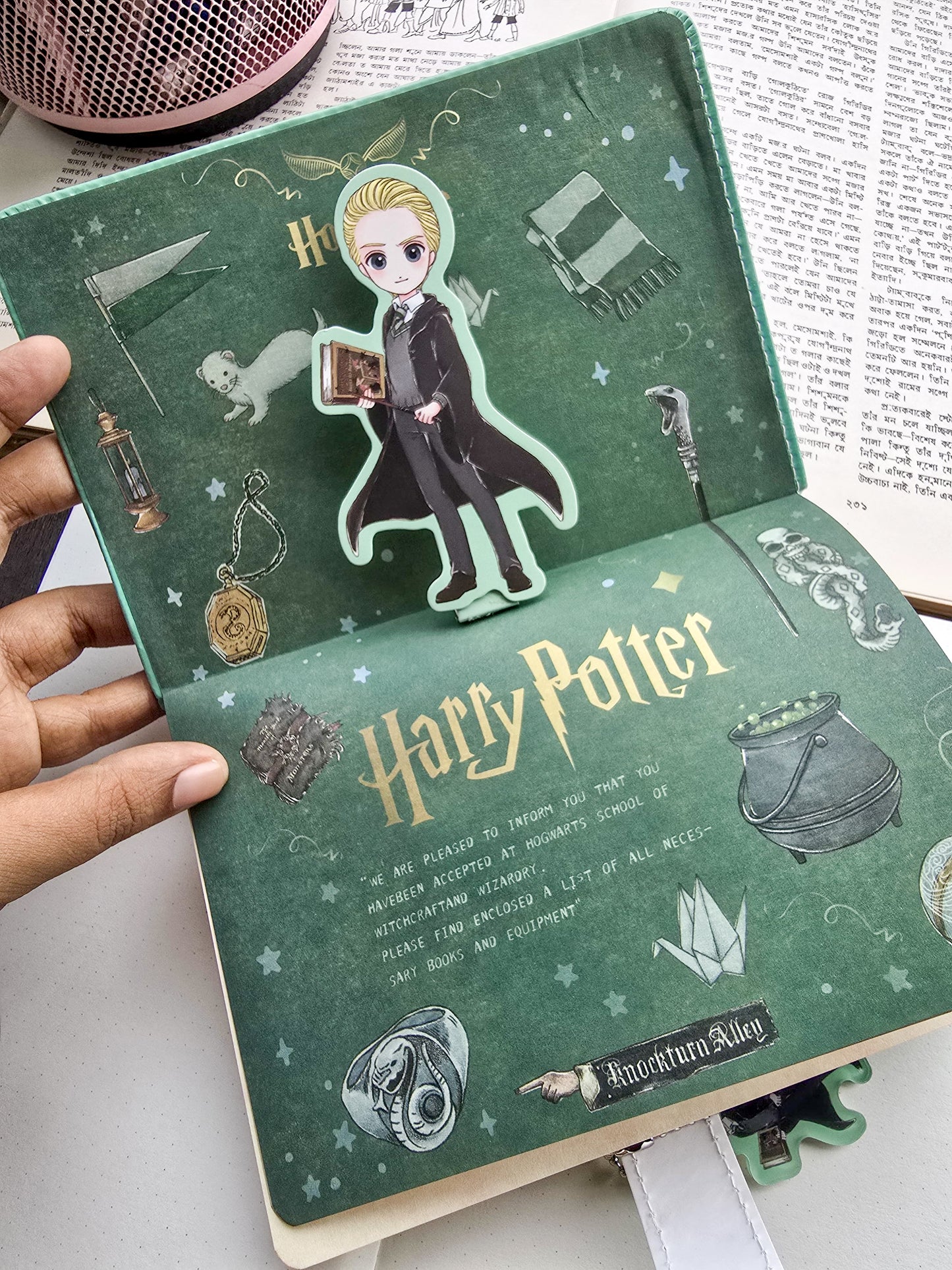 MG26610 | Harry Potter A5-Sized Notebook Featuring a Slytherin House Theme With Draco Malfoy Artwork.