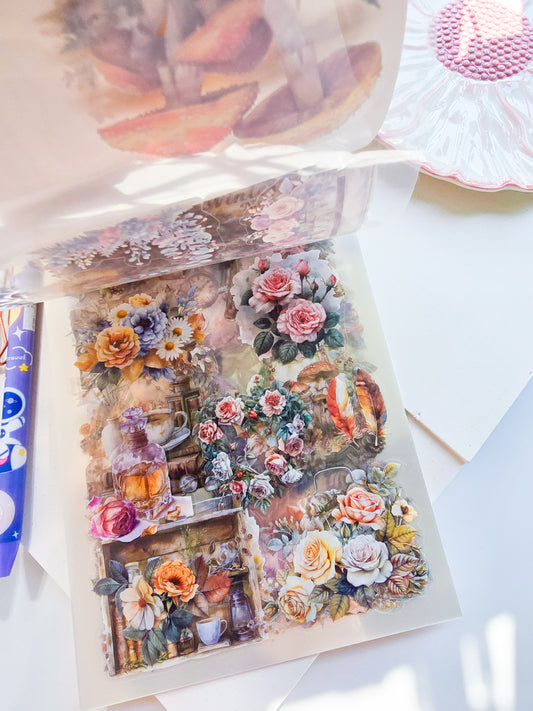 Myxf806 Dusty Casket Of Eras Vintage Transparent Sticker Book | 20 sheets 145*210 mm