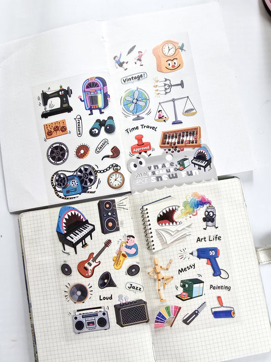 RCGQT-606 | Cartoon Pattern PET Sticker Vintage Treasure Snew Fun | 100*150mm