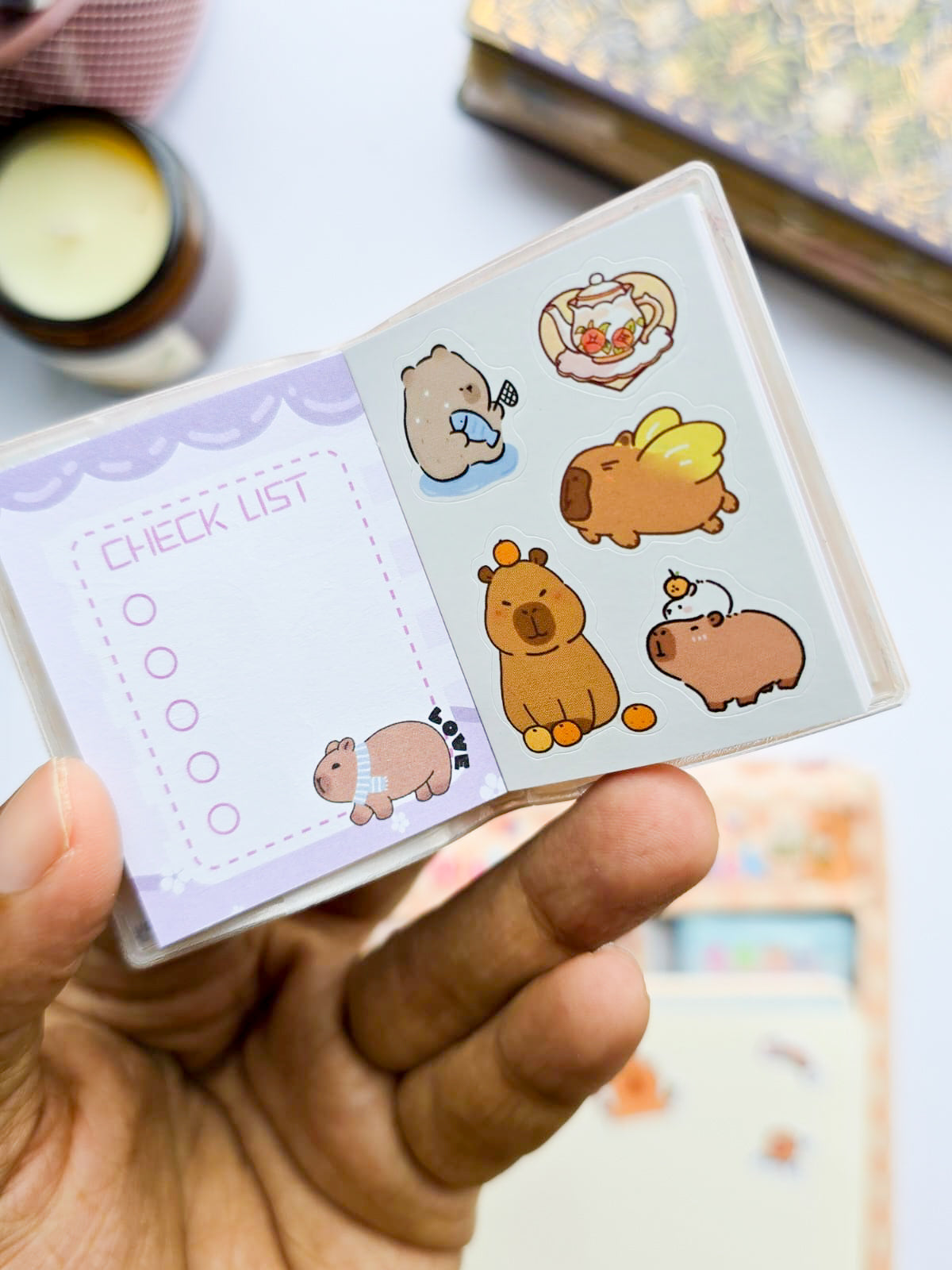 XM-B2 | Mini Sharing Book | Capybara-Themed Pocket Mini Note Book | Random 1pcs |6×4.5mm