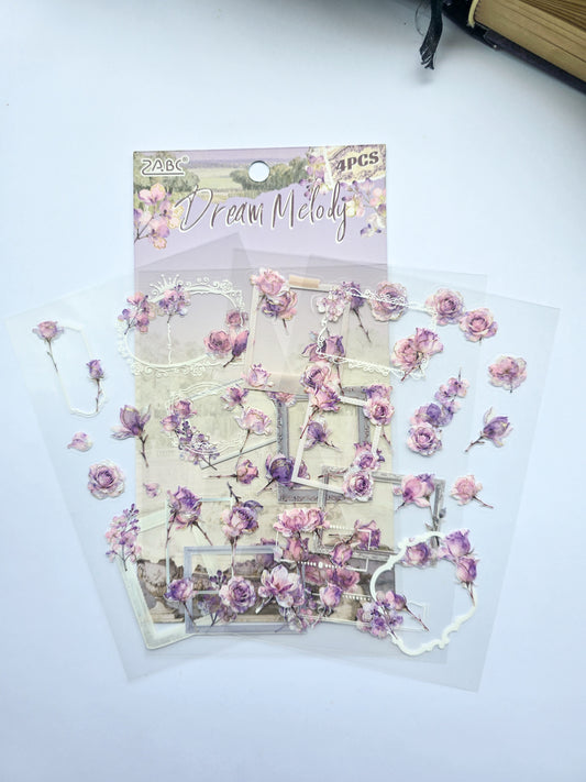 KJHY-606 | Dream Melody | PET |  Watercolour Flower Asthetic sticker | 100* 150mm