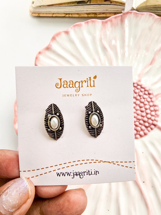 Oxidized Silver-Tone Stud Earrings