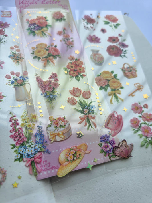 XYHX-401 | Spring Wilds Letter flower Asthetic| PET |Sticker | 150*60mm