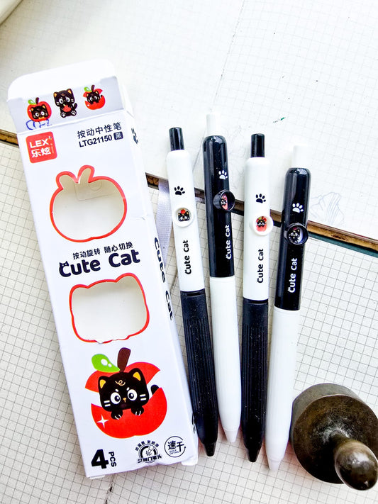 LTG21150 | 4Pcs Cute Cat Black white Pen |