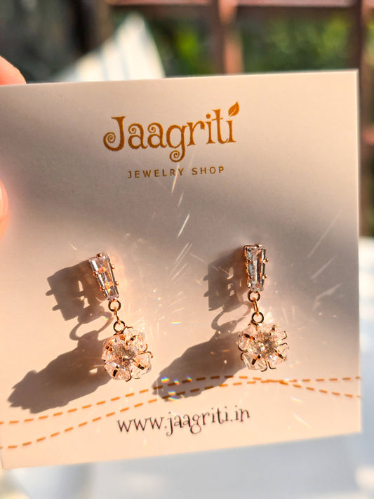 Stone Dropped Earing ( Rose Gold)