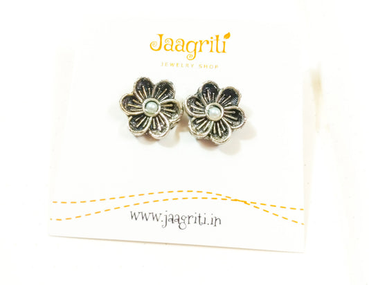 Oxidized Silver -Tone Stud Earrings