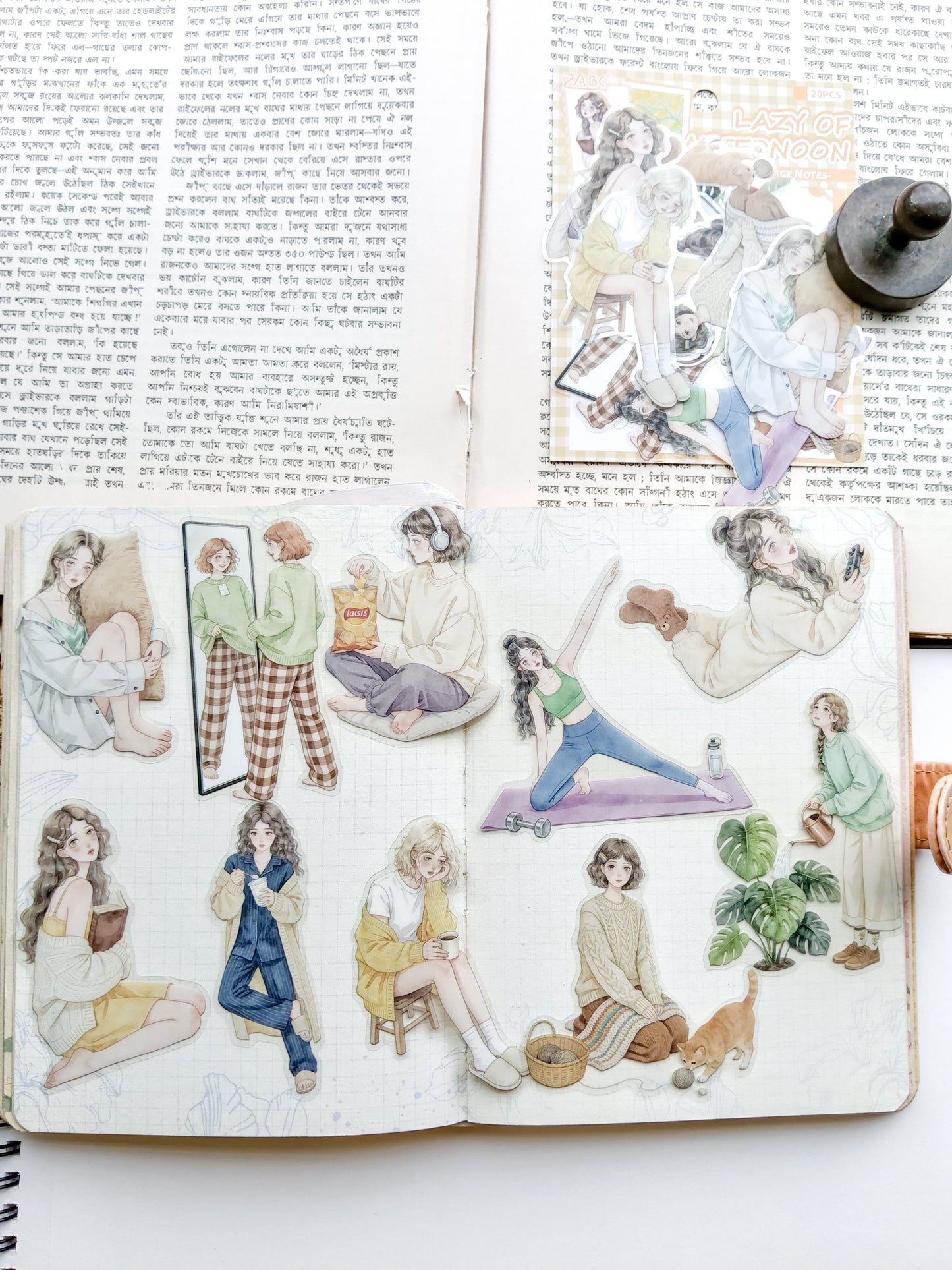JSGJ-602 | Lazy Of Afternoon PET Vintage Notes Sticker 20pcs | 70-80mm