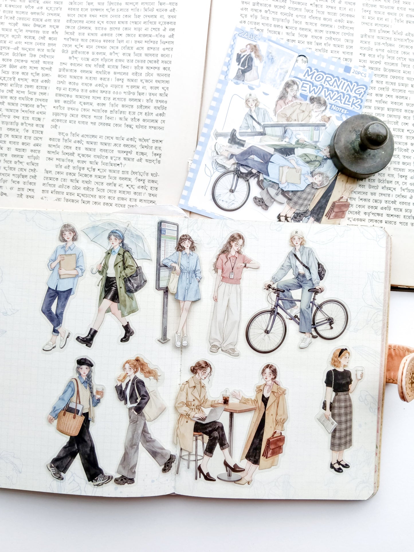 JSGJ-601 | Morning Dew Walk PET Vintage Notes Sticker 20pcs | 70-80mm