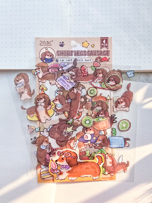 JYMQ-6-06 ||R9| Short Legs Sausage | PET | Transparent Sticker| 4 Sheets |
