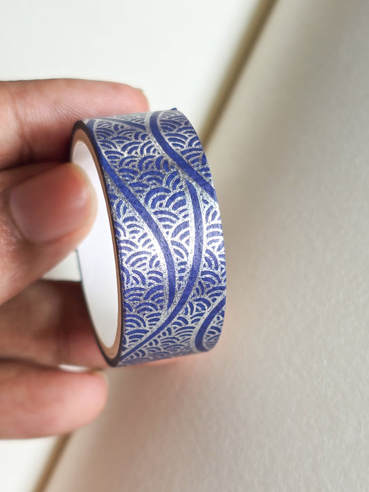 Blue Washi Tape 60mm | 1 Pc | Silver Foiled
