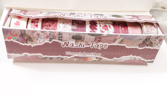 Yhk600A Vintage Washi Tape Set Of 10 Red 2m