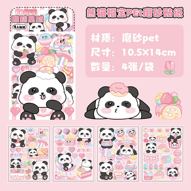 DS-0401|G-9| Panda Translucent Kawaii Sticker| PET | 4 Sheets | 105*180mm