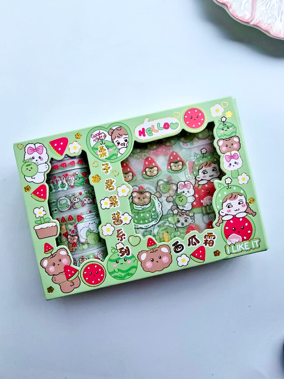 KQ-22401 | Kawaii Washi Tape & Kawaii Sticker Box Set | Waterproof Transparent PET Washi & Sticker |