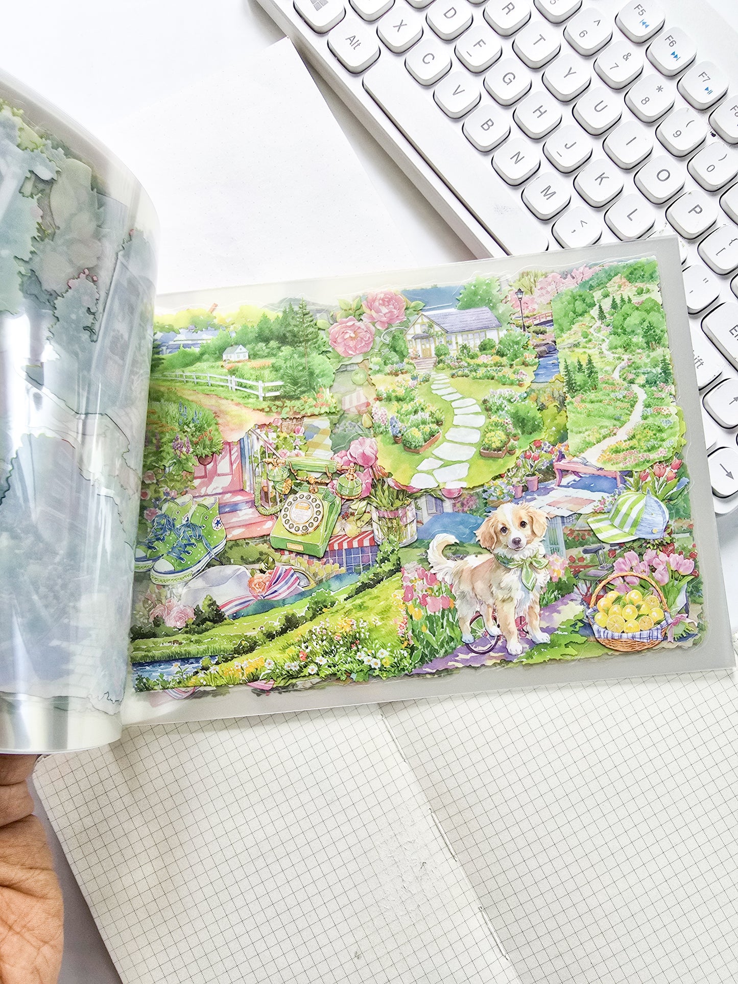 SSFW402 Scenery PET Sticker Book | Precut | 235x167mm | 20 Pages | Premium Quality | Apricot Blush