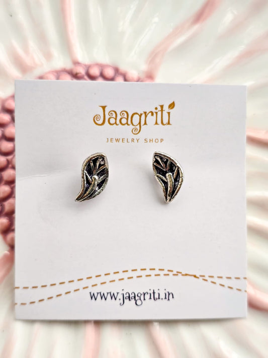 Oxidized Silver -Tone Stud Earrings