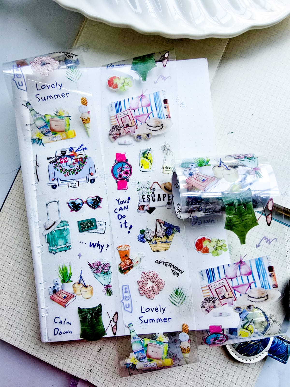 DYSH-201 | PET | Pear Clouds With Rain | 1 Pcs Sticker Roll | 60*2/380mm |