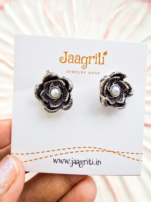 Oxidized Silver -Tone Stud Earrings