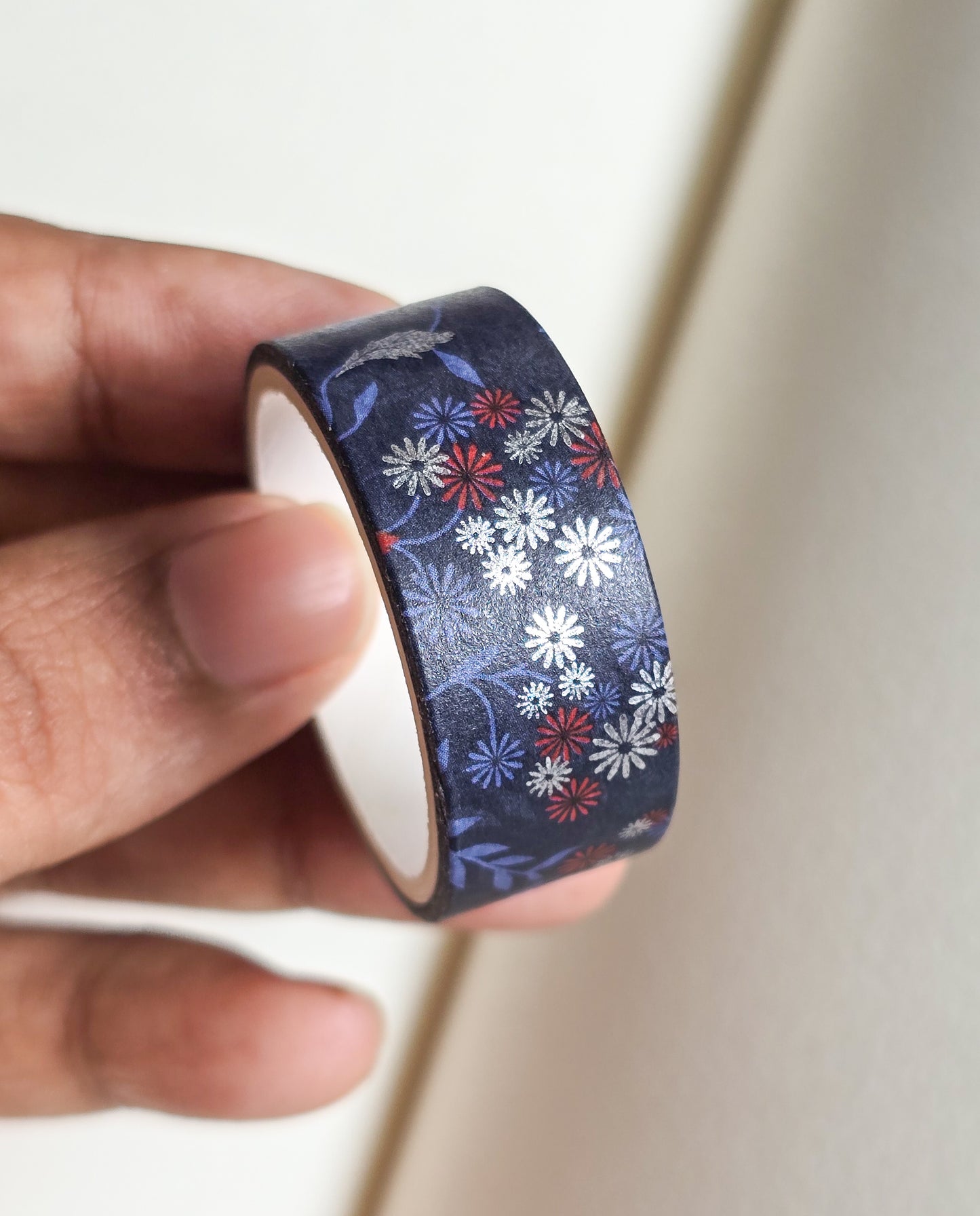 Blue Washi Tape 60mm | 1 Pc | Silver Foiled