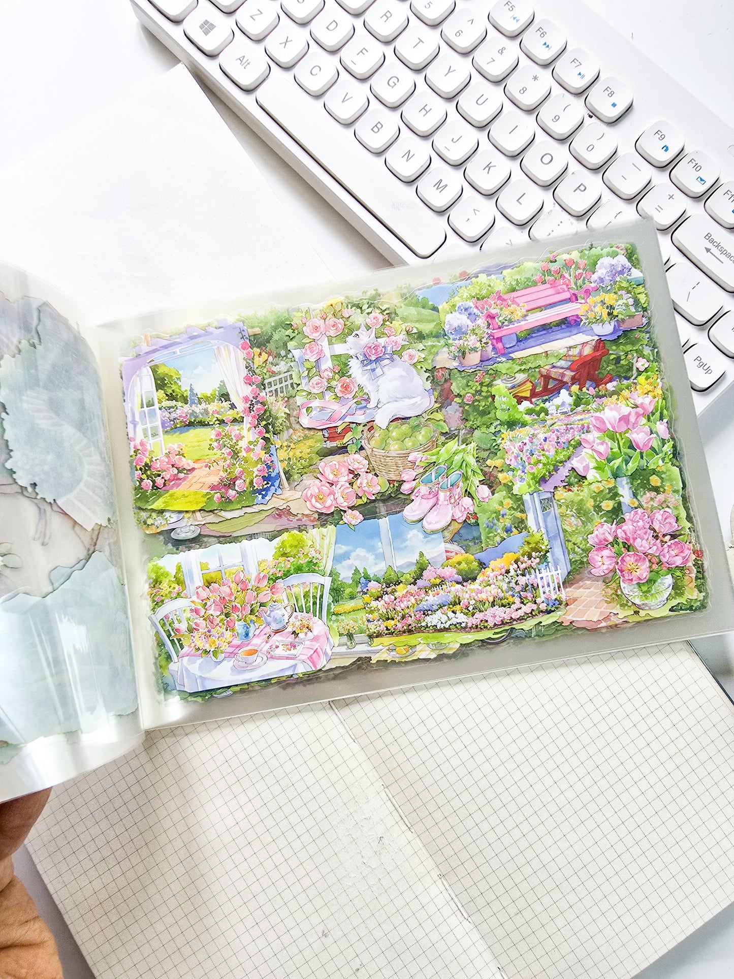SSFW402 Scenery PET Sticker Book | Precut | 235x167mm | 20 Pages | Premium Quality | Apricot Blush